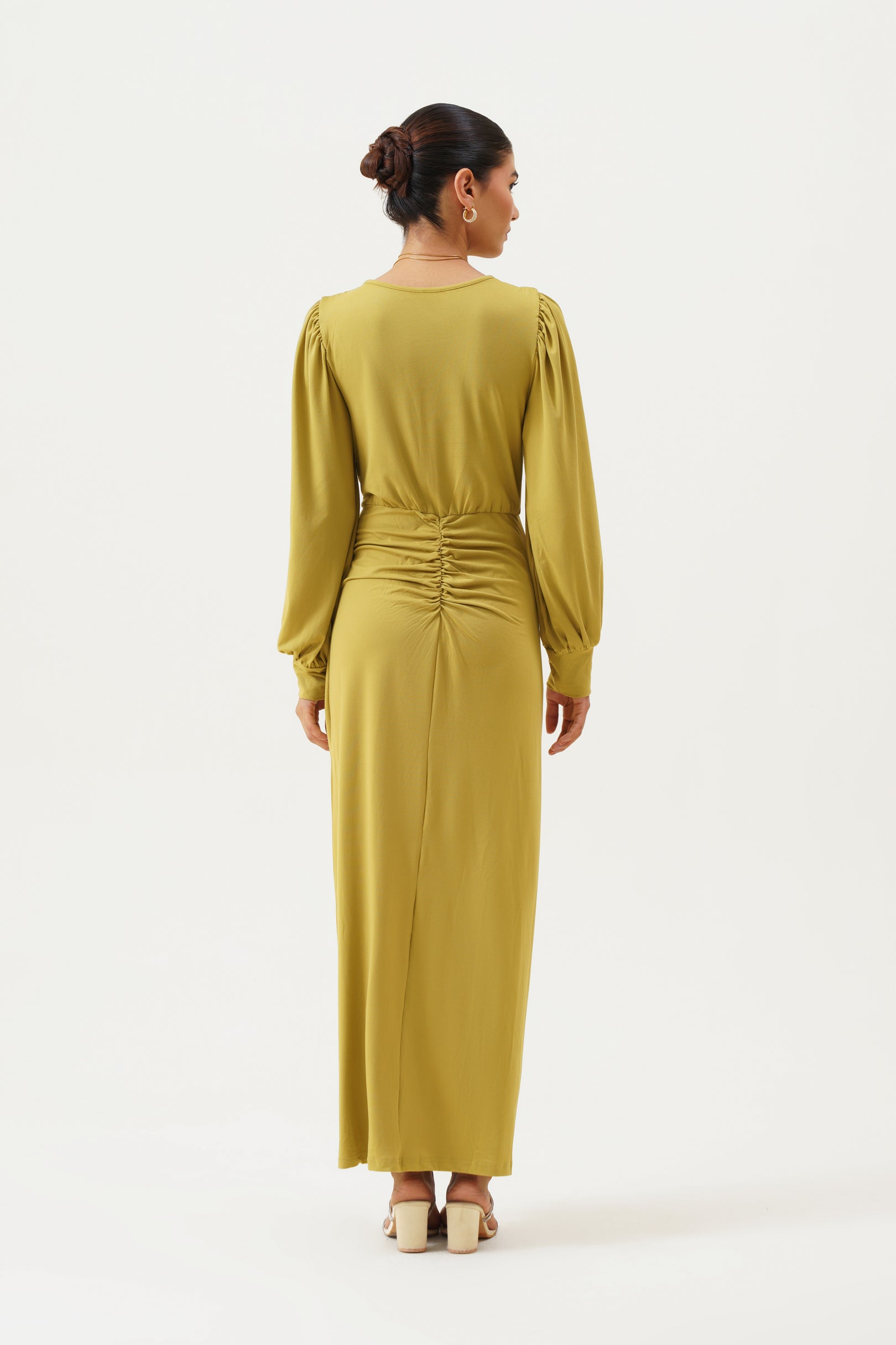 French Olive Maxi Dress