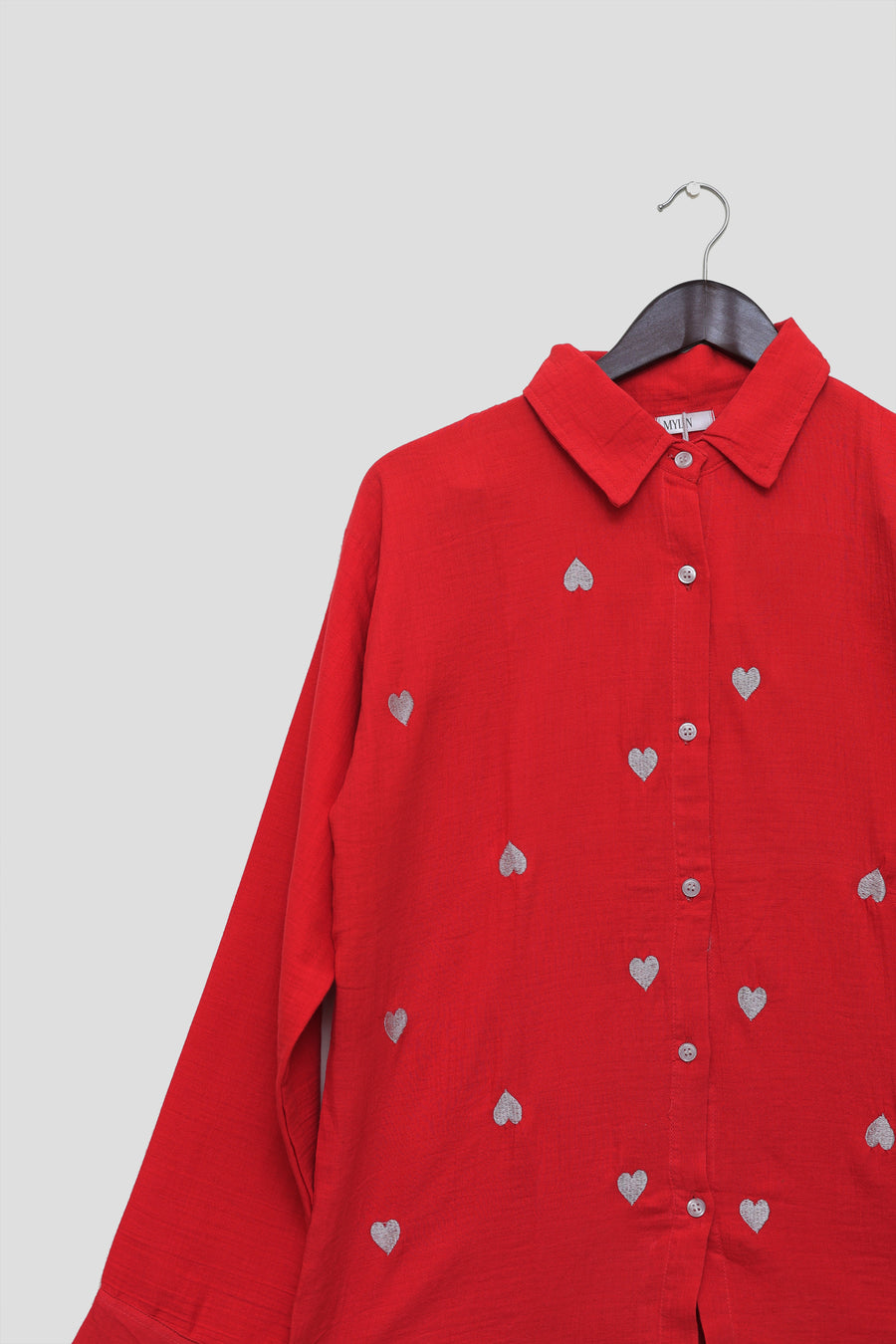 Cherry Red Heart Embroidered Co-ord set