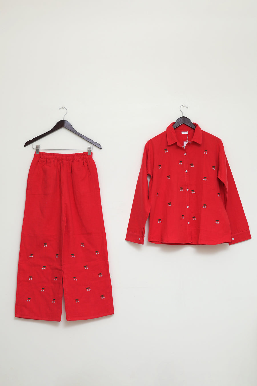 Cherry Bloom Red Embroidered Co-ord Set
