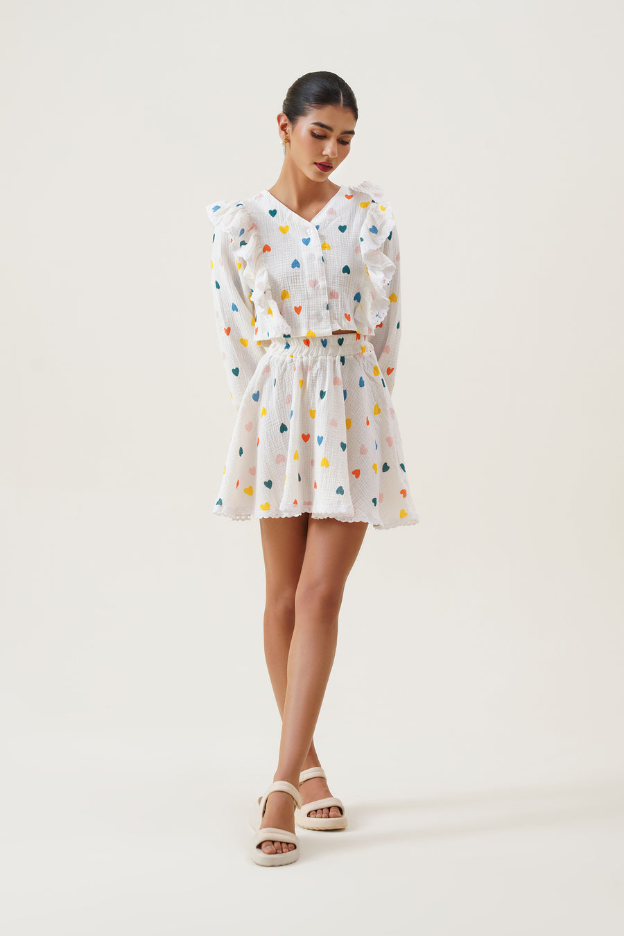 Confetti Garden Crop Blouse and Skirt Co-ord Set