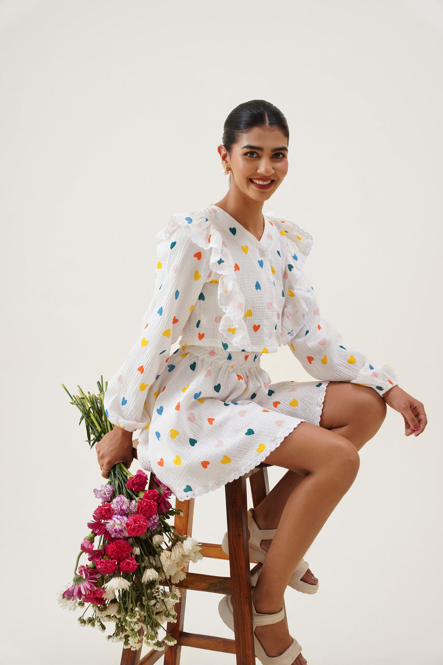 Confetti Garden Crop Blouse and Skirt Co-ord Set
