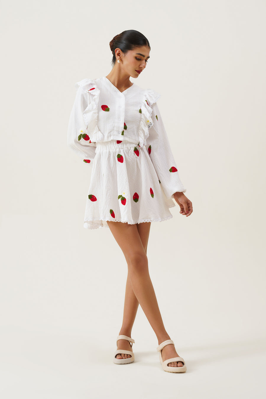 Berry Sweet Crop Blouse and Skirt Co-ord Set