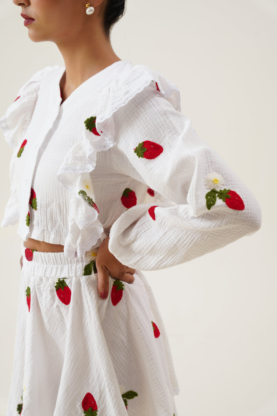 Berry Sweet Crop Blouse and Skirt Co-ord Set