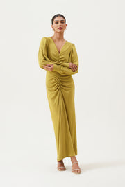 French Olive Maxi Dress
