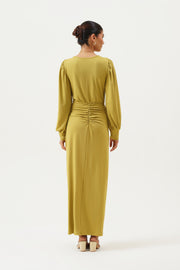 French Olive Maxi Dress