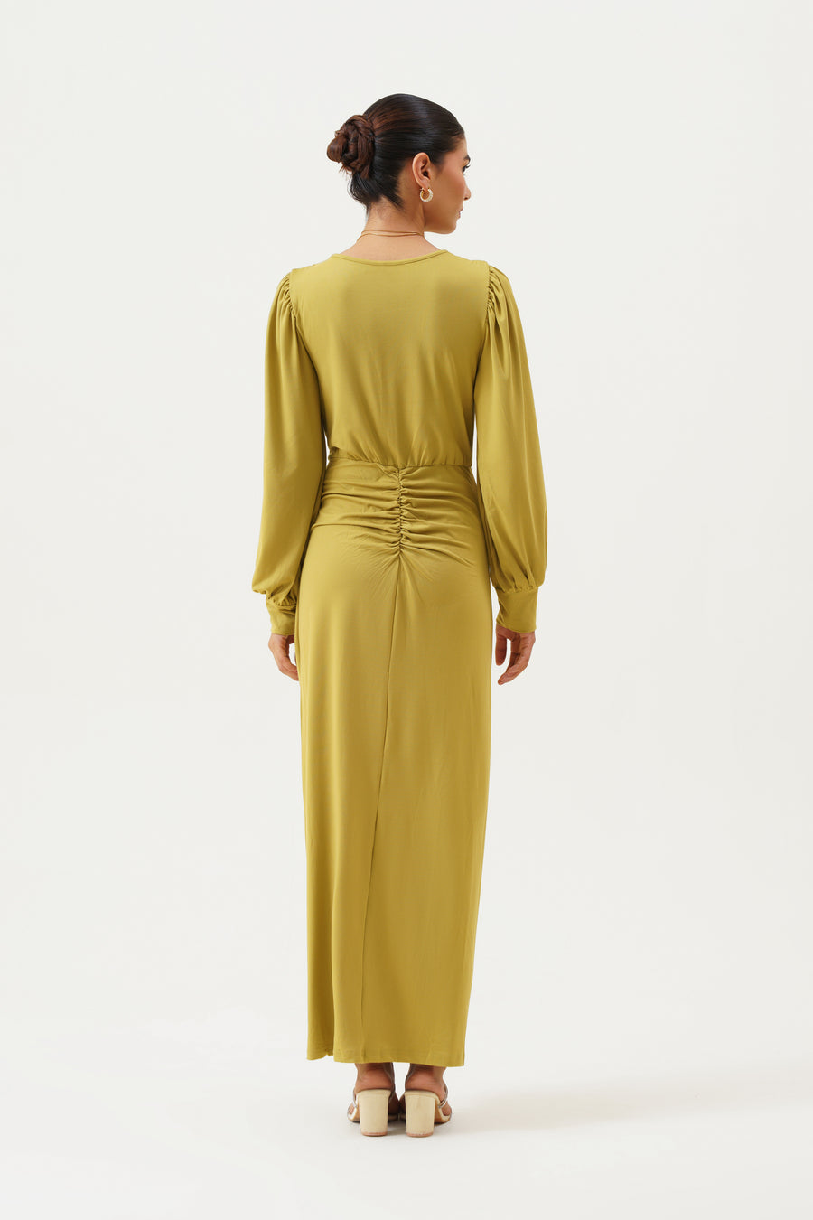 French Olive Maxi Dress