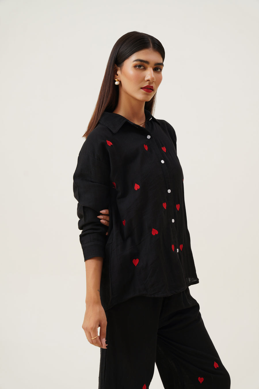 Black Heart Embroidered Co-ord set