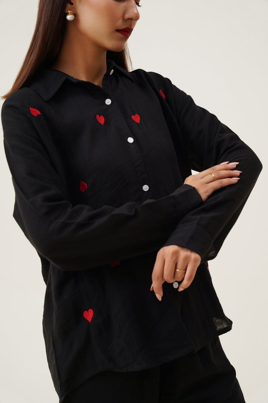 Black Heart Embroidered Co-ord set
