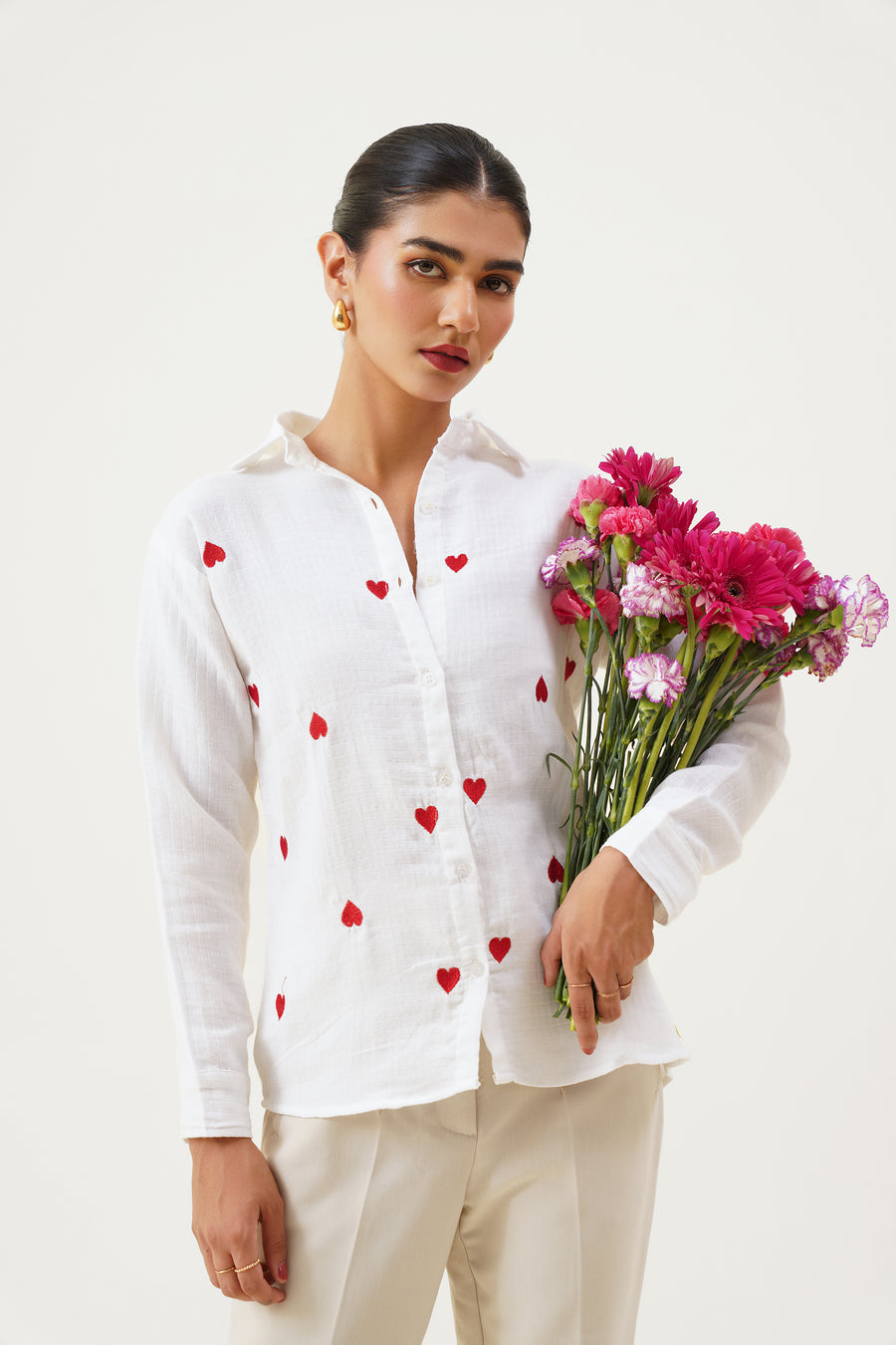 Red Heart Embroidered Shirt