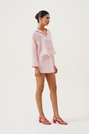 Blush Check Crop Shirt