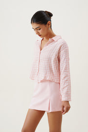 Blush Check Crop Shirt