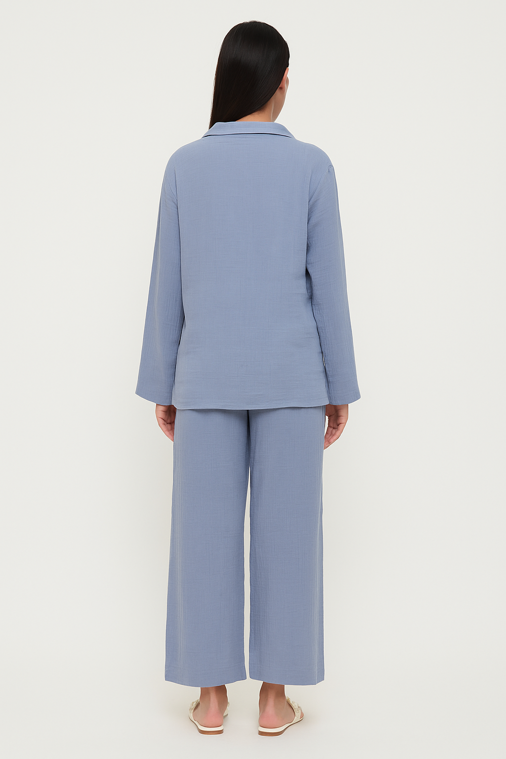 Slate Blue Heart Embroidered Co-ord set