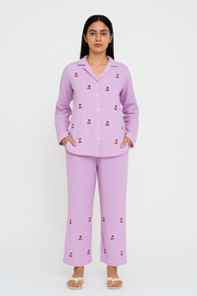 Cherry Bloom Lilac Embroidered Co-ord Set